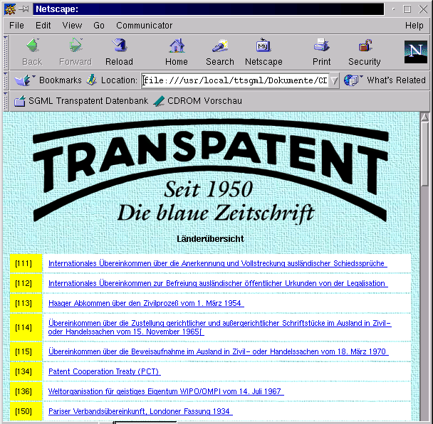 Main Page of the CDROM. Docuemnts sorted by country or international contract